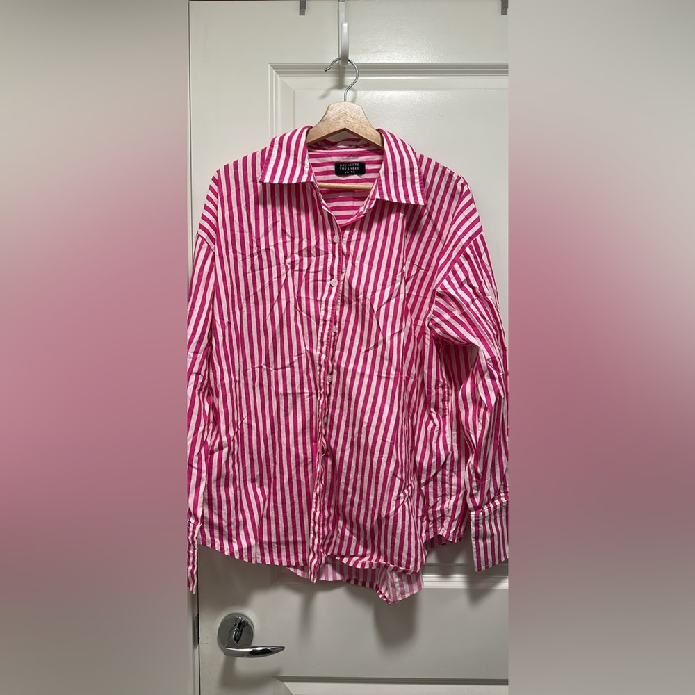 Brunette The Label Oversized Pink Stripes Shirt